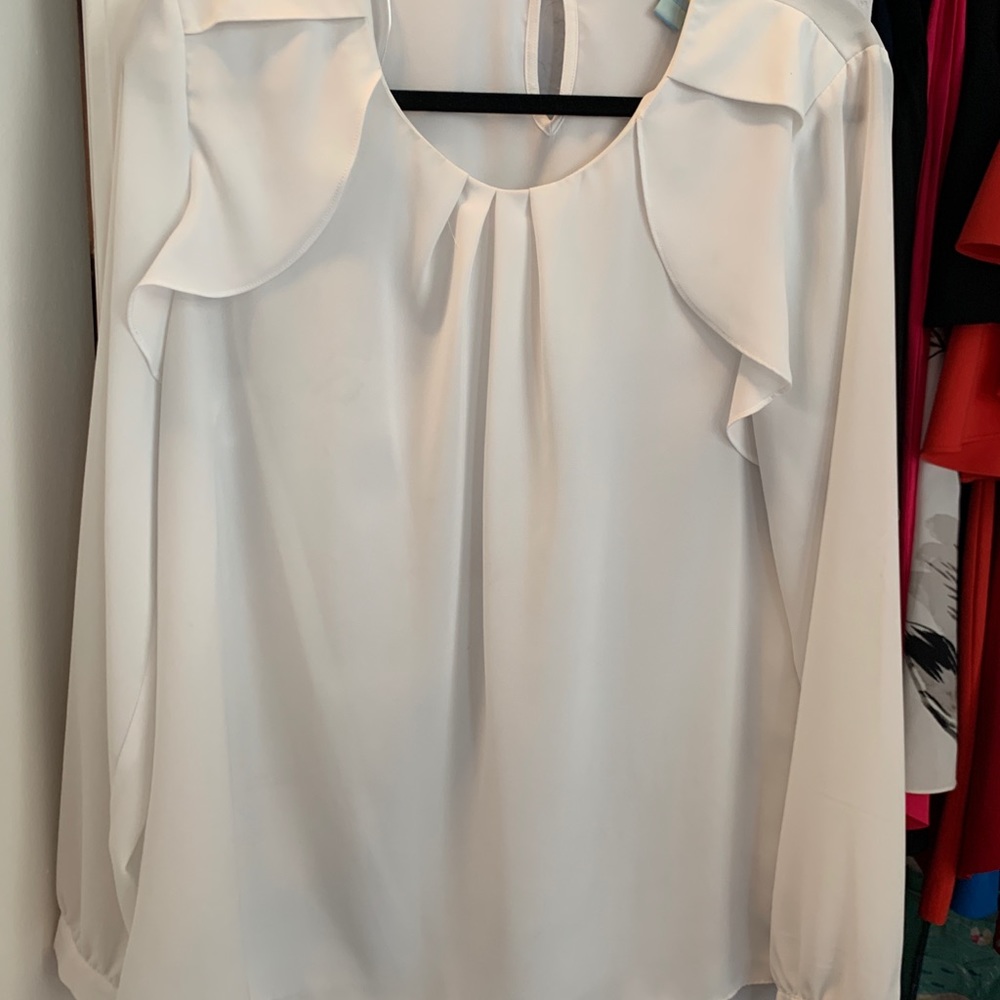 Cece white long sleeve blouse